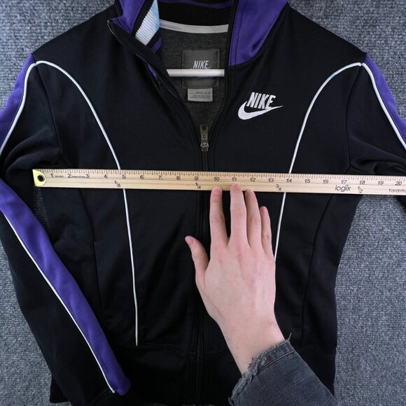 Nike Sportswear Track Jacket Girls Medium 8-10 Full Zip Purple Black Lined - Picture 3 of 15
